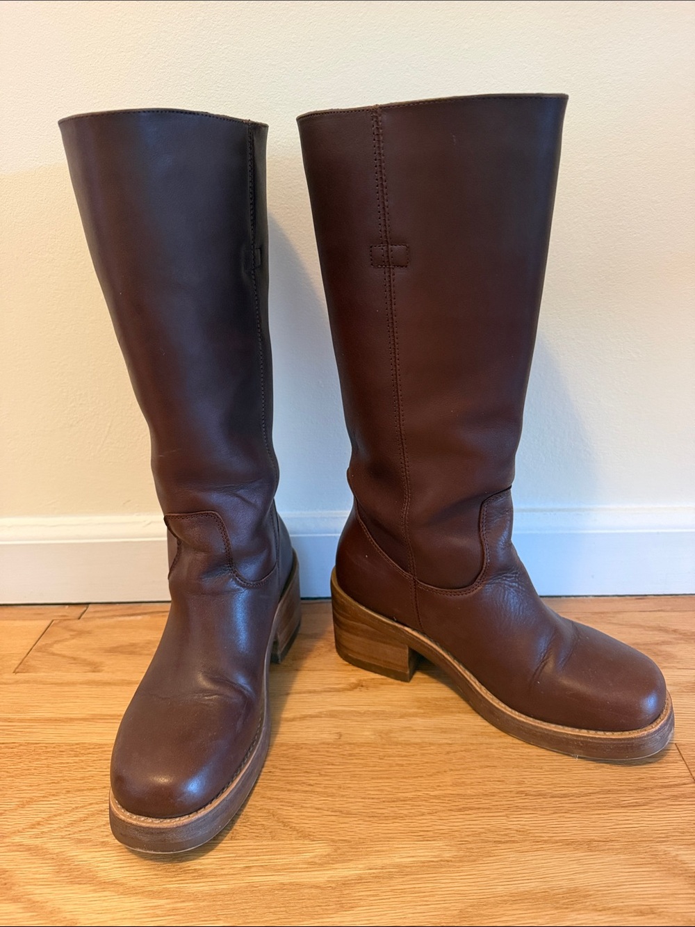Dingo Brown Leather Knee-High Heeled Boots